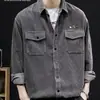 Camisa de pana para hombre Primavera y Otoño Camisa de talla grande Ropa de trabajo casual Chaqueta para hombre Top de manga larga Talla grande Otoño