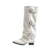 Nueva Colección Otoño/Invierno 2026: Botas Western de Tacón Alto para Mujer Petite, Botas Largas con Ribete en la Pantorrilla, Botas con Hebilla y Punta Fina, Botas de Montar