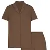 Lujo Original Accesible ~ Color Chocolate Tarjeta Dai Shan Jin Mismo Estilo que la Hermana Conjunto de Pijama para Mujer Verano Manga Corta Pantalones Cortos Ropa de Casa Delgada