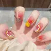 Uñas Usables Ojo de Gato Completamente Diamantadas, Uñas Pequeñas Cortas tipo Escalera Removibles, Piezas para Uñas, Suministro para Transmisiones en Vivo, Piezas para Uñas de Otoño e Invierno