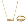 Collar con colgante móvil de circonita de tres diamantes nueva Xinyixin transfronteriza Acero inoxidable Nicho Anillo abierto Juego para mujer
