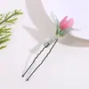 Pasador de Pelo con Forma de U Estilo Antiguo, Nuevo Accesorio para el Cabello con Flor y Borla Estilo Chino, Pasador Modelo Nuevo para Hanfu y Cheongsam, Adorno para el Cabello para Mujer