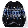 2025 Inverno Transfronteiriço Masculino Gola Redonda Acolchoado Retrô Natal Suéter Tricô Jovem Casual Camisa Básica