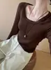 Camisa Básica Versátil Estilo Coreano 2026 Outono Nova Versão Coreana Manga Longa Slim Fit Valoriza o Corpo Top Versátil Camisa Básica para Mulheres