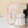 Bolsa Cosmética Transparente de PVC Conjunto de Três Peças Grande Capacidade Impermeável Bolsa de Armazenamento para Artigos de Higiene Pessoal Bolsa de Armazenamento Transparente Portátil para Pessoas Preguiçosas