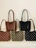 Bolsa Tote de Bolinhas Estilo Coreano Estilo Ins Feminina Estilo Preguiçoso Versátil Bolsa Grande Estudante Aula Deslocamento Bolsa de Ombro Único de Mão