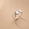 Anel de Prata S925 Nalan para Mulheres, Estilo Coreano, Joia de Mão Simples e Elegante, Superfície Lisa Oval, Joia de Mão Côncavo-Convexa J8796