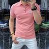 2023 Nueva Moda Camiseta de Manga Corta para Hombre Camisa Polo Solapa Manga Corta Algodón Perla Seda de Hielo de Alta Gama Ropa de Negocios para Hombre