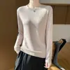 Camiseta base de cuello redondo con forro polar para mujer, ajuste slim para otoño e invierno, agradable para la piel, adelgazante, versátil, cálida, top interior de punto de manga larga