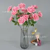 Flor de rosa británica de 3 cabezas, rama única, simulación, flor para ramo de novia, decoración de entrada del hogar, diseño de paisaje