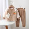 Conjunto de Ropa Interior Térmica de Polar de Doble Cara para Bebés de Otoño con Diseño sin Costuras y Divertido Dibujo Animado para Mantener el Calor en Otoño e Invierno