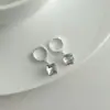 Brincos Argola com Pingente de Cubo de Açúcar de Cristal Azul para Mulheres 2026 Novos Tendência Versátil High-End