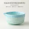 Set de Matcha Flor de Hielo de Cristal Juego de Cuatro Piezas Taza de Té de Cerámica Transformada en Horno con Pico, Soporte para Batidor de Té, Herramientas para la Preparación del Té