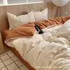 Novo Estilo Fio 100% Algodão Tingido na Massa Algodão Lavado Amigo da Pele Algodão Puro Verão Versão A Capa de Edredom Lençol de Cama Conjunto de Três Peças Conjunto de Quatro Peças