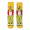 Meias Masculinas Personalizadas de Desenho Animado para Fornecimento Transfronteiriço de Anime, Meias Masculinas de Algodão Penteado, Meias de Skateboard de Comprimento Médio com Estampas de Animais