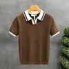 Camisa Polo Tricô Manga Curta Masculina Gola Seagull Decote V Texturizada Color Blocking Estilo Old Money Camiseta Verão Atacado Fabrica Transfronteiriça