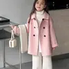 Casaco de Lã Feminino Outono 2026, Estilo Princesa, Versão Coreana, Caxemira Dupla Face, Casaco de Lã Infantil Soltinho para Primavera e Outono, Moderno