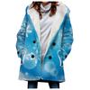 Abrigo trench de mujer nuevo de 2023 de venta caliente transfronteriza invierno engrosado estilo europeo y americano patrón navideño abrigo con capucha lote