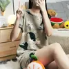 Liquidación de Tallas Descontinuadas: Pijama de Verano para Mujer, Cuello Redondo, Top Delgado de Manga Corta y Shorts, Lindo Diseño de Dibujos Animados, Conjunto de Ropa de Casa para Niñas que Reduce la Edad