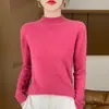 Gola alta de malha outono e inverno moda versátil camada base suéter de lã quente para mulheres, novo modelo sem costura