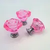 Manija de Cristal de Vidrio Transparente Multicolor con Forma de Rosa de 30 mm de un Solo Agujero para Cajón, Gabinete de Vino, Puerta de Gabinete y Tirador de Joyero