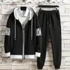 Conjunto de Moletom com Capuz Masculino Moda Coreana Tendência Jovem Estudante Cardigã Zíper Tecido Fino Anti Tecido Casaco Casual