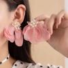 Aretes de Hada de Flores con Borla de Aguja de Plata Aretes Estilo Pastoral Nicho Hecho a Mano Elegantes Exagerados para Mujer