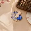 Festival do Meio do Outono Brocado Palácio da Lua Coelho de Jade Pingente Acessórios DIY Artesanal Base de Pingente Semi-Acabada Estilo Chinês Ornamento Pingente