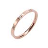 Anel feminino simples de aço inoxidável CNC com diamante estilo japonês e coreano, anel de par para dedo indicador de casal, banhado a ouro rosa 18K, fino, personalizado