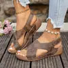 Sandalias Estilo Romano Comercio Exterior Mujer 2026 Verano Nuevo Tacón de Cuña Transfronterizo Talla Grande Boca de Pez Suela Gruesa Velcro Zapatos de Mujer 46