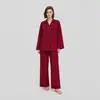 Nuevo Conjunto de Primavera de Estilo Europeo y Americano de Manga Larga y Pantalón Largo de Wenhua, Ropa de Casa Casual y Cómoda, Camisa con Cuello de Raya Ondulada Tz4138