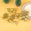 Decorações de Natal Estilo Europeu e Americano Sino de Natal Dourado Enfeites para Árvore de Natal Pendurado na Parede Pendurado na Porta Decoração de Teto Flores de Seda