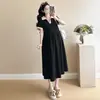 Nuevo Vestido de Maternidad Casual de Verano 2025 con Cuello Polo, de Longitud Media, Estilo Holgado con Dobladillo Amplio para Cubrir el Vientre de Embarazada, Moda para Mamá