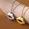 Joias de Aço Titânio Novas e Modernas Transfronteiriças Acessórios para Lábios Colar Banhado a Ouro de Aço Inoxidável para Mulheres Venda por Atacado do Fabricante