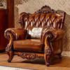 Sofá estilo europeo 123 combinación sala de estar madera maciza villa de lujo primera capa piel de vaca apartamento grande muebles estilo americano