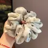 Goma para el pelo de gasa con estampado de rosas para mujer, Sencilla goma para el pelo para adultos, Cuerda para el pelo de intestino de cerdo, Accesorio para el pelo