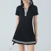 Traje Deportivo para Mujer Casual Secado Rápido Transpirable Traje de Tenis Cuello Polo Golf Fitness Falda Plisada