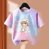 Camiseta Estampada Tie-Dye para Niñas, Verano, Manga Corta, Tops para Niños Mayores, Moderno, Holgado, Versátil y Transpirable, Ropa para Niños