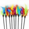 Venta al por mayor de fábrica palo divertido para gatos color macarrón Campana de gato pluma palo divertido para gatos suministros juguetes para mascotas