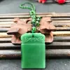 Colar com Pingente de Repolho de Jade Sintético Pingente Pixiu Kirin de Jade Sintético Corrente de Lã Verde Escuro Cartão Vazio Pingente de Buda Joias