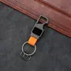 Llavero de cuero transfronterizo, abridor de botellas multifuncional, llavero creativo para coche para hombre, colgante de metal con letras láser