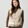 Colete Cardigan Baicai Velvet 2026 Outono/Inverno Novo Tricô Fino Sem Mangas Decote V com Bolsos Peça de Camada Exterior