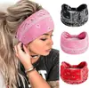 Moda Europeia e Americana Estampada Feminina Estilo Étnico Boêmio Caju Elástica Esportiva Faixa de Cabeça Borda Larga Nó na Cabeça