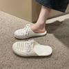 Nuevas sandalias de punta cerrada para mujer, verano, estudiante, con agujeros huecos, zapatos para interior y calle, de red, con cordones, antideslizantes, chanclas de playa