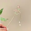 Pasador de Flor de Mariposa para Mujer, Pasador de Alto Nivel Estilo Chino Nuevo, Tocado de Estilo Antiguo, Pasador con Borla de Perla y Pasos Oscilantes