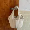 Bolsa de Corduroy Estilosa para o Dia a Dia com Grande Capacidade, Bolsa de Mão Casual de Nicho, Bolsa Cesta de Piquenique Simples de Cor Sólida