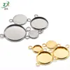 Aço inoxidável Suporte inferior Gema do Tempo soldagem anel duplo bacia redonda soldagem anel duplo suporte para pingente brincos acessórios de joalheria feito à mão diy