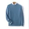 Nuevo suéter de lana para hombre de otoño e invierno, 100% lana pura, grueso y cálido, tejido de punto de cuello redondo, prenda básica, venta al por mayor