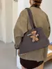 Bolsa Composta Xadrez Preto e Branco Grande Capacidade Portátil Estilo Preguiçoso Coreano Para Ir ao Trabalho Passeio Versátil Bolsa de Mão Ombro Tote