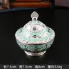 Azucarero estilo palacio europeo con tapa, con relieve metálico y base decorativa de tres patas, una lujosa caja de joyería y una pieza decorativa para bodas
